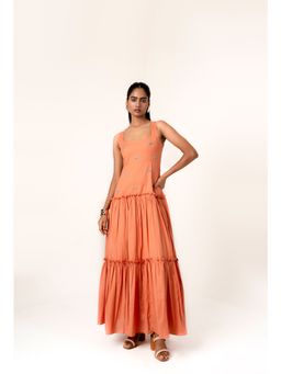 Seher Studio - Coral Sunset Bloom Maxi Dress