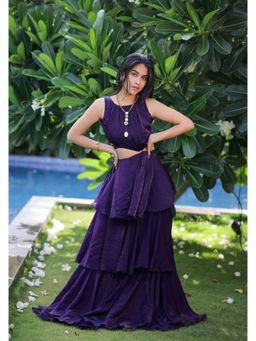 FORAM PATEL - Purple Ruffle Maxi Dress