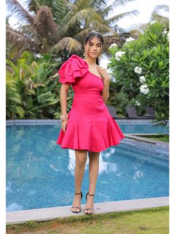 FORAM PATEL - Pink One Shoulder Mini Dress