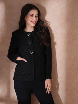 Globus - Women Black Round Neck Wintercoat Jacket