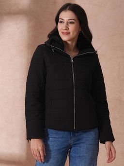 Globus - Women Black Hooded Puffer Jacket