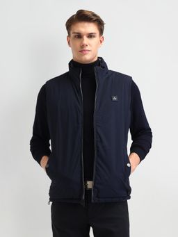 Arrow Sports - Solid Navy Blue Sleeveless Jacket