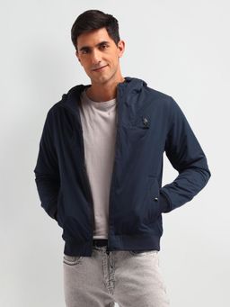U.S. Polo Assn. Denim Co. - Solid Navy Blue Full Sleeves Hoodie
