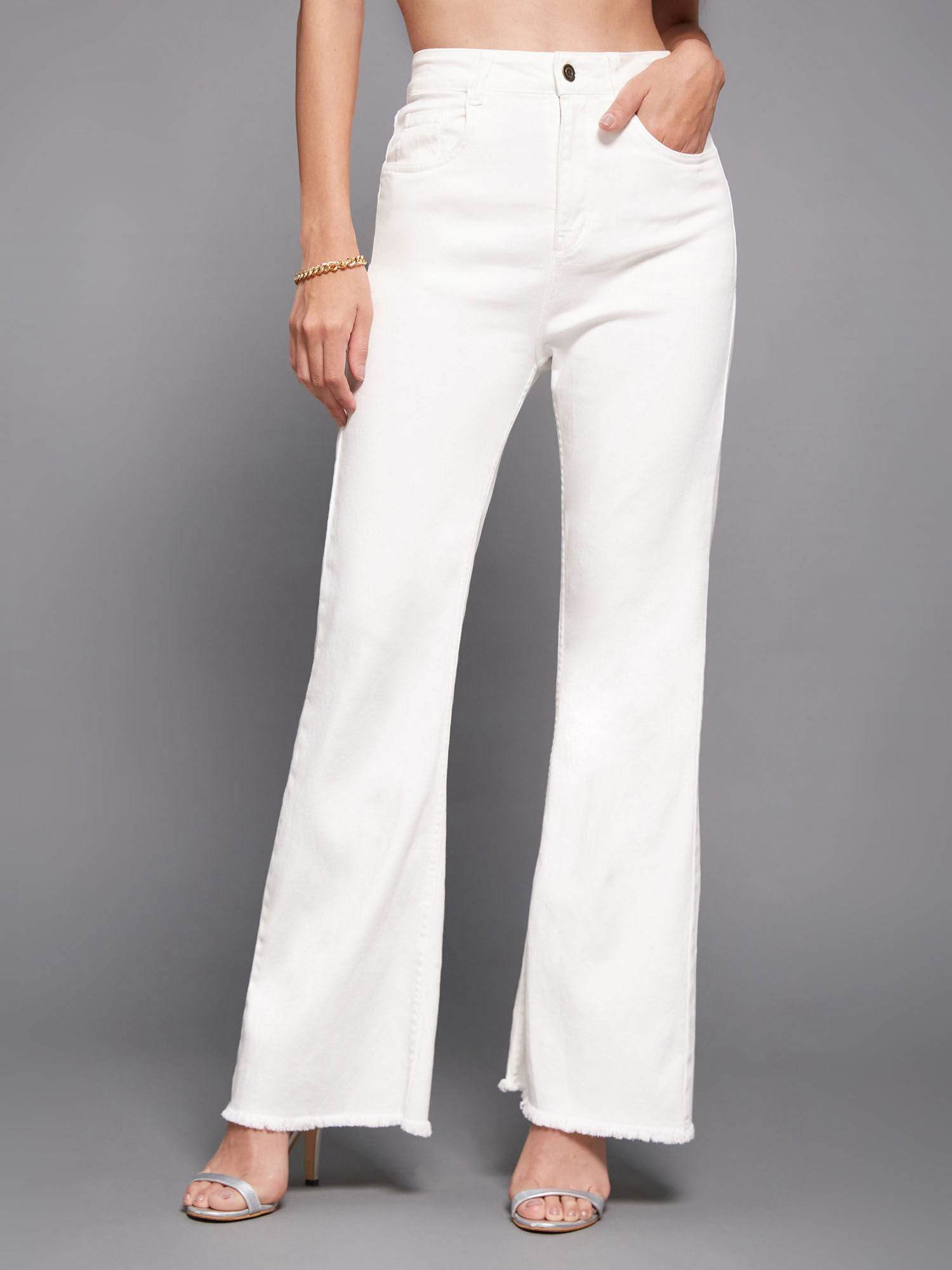 miss chase Women White Bootcut High Rise Regular-Length Stretchable Jeans-picture-13