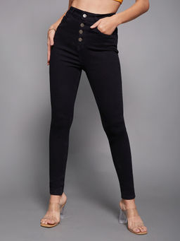 Miss Chase - Women Black Skinny Fit High Rise Regular Stretchable Jeans