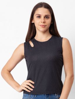 Globus - Black Printed Sleeveless Top