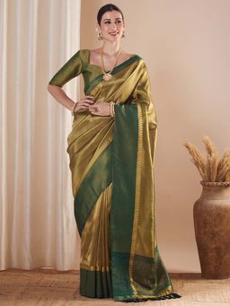 Sareemall - Green Woven Saree with Unstitched Blouse