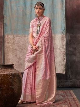 Sareemall - Pink Woven Saree with Unstitched Blouse