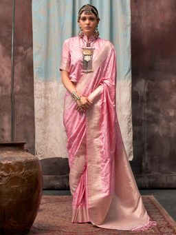 Sareemall - Pink Woven Saree with Unstitched Blouse