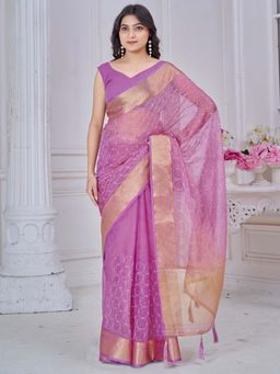 Sareemall - Lavender Woven Saree with Unstitched Blouse with Unstitched