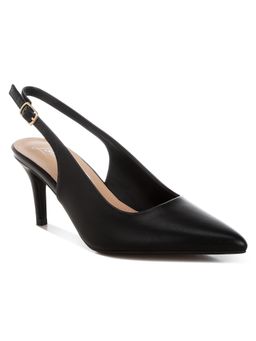London Rag - Women Black Pointed Toe Pin Buckle Slingbacks Stiletto Heels