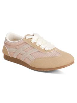 London Rag - Women Beige Lace Up Casual Sneakers