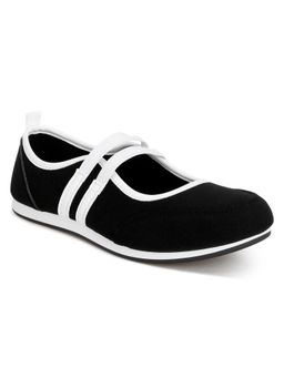 London Rag - Women Black Elasticated Midfoot Strap Sneakers