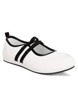 London Rag - Women White Elasticated Midfoot Strap Sneakers