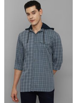 Allen Solly - Men Grey Custom Fit Check Full Sleeves Casual Shirt