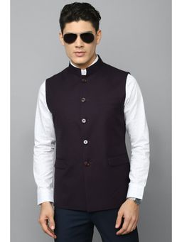 Louis Philippe - Men Purple Print Slim Fit Party Nehru Jacket