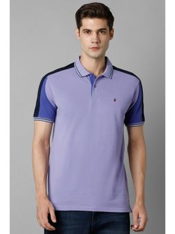 Louis Philippe - Men Purple Colorblock Collar Neck Polo T-Shirt