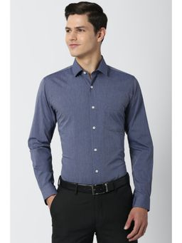 Peter England - Men Navy Slim Fit Full Sleeves Formal Shirt