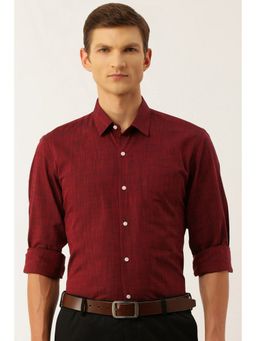 Peter England - Men Maroon Slim Fit Full Sleeves Formal Shirt