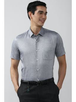 Peter England - Men Grey Slim Fit Half Sleeves Formal Shirt