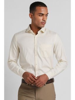 Peter England - Men Beige Slim Fit Half Sleeves Formal Shirt