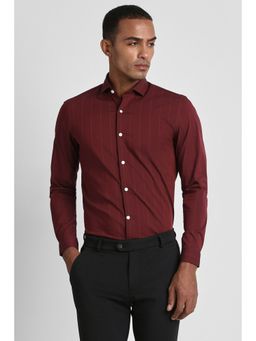 Peter England - Men Maroon Super Slim Fit Half Sleeves Formal Shirt