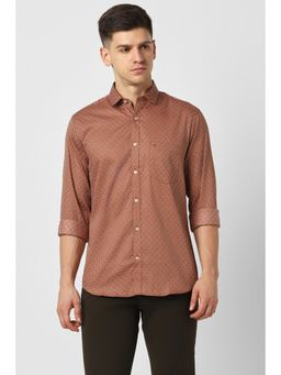 Van Heusen - Men Rust Slim Fit Print Full Sleeves Casual Shirt