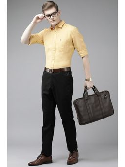 Van Heusen - Men Yellow Slim Fit Solid Full Sleeves Formal Shirt