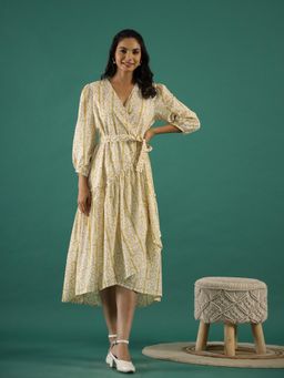 Gahan - Printed Cotton Midi Ethnic Dress