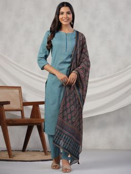 Gahan - Pure Cotton Kurta & Pants With Dupatta (Set of 3)