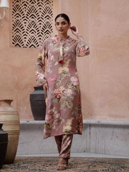 Gahan - Floral Printed Kurta Pants (Set of 2)