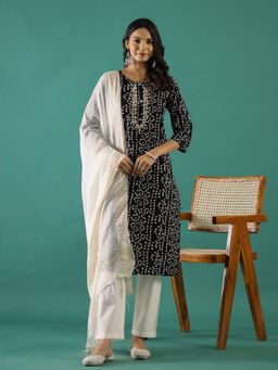 Gahan - Women Ethnic Motifs Printed Regular Pure Cotton Kurta Pants & Dupatta (Set of 3)