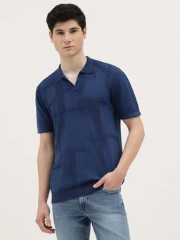 United Colors of Benetton - Men Blue Pure Cotton Regular Fit Polo T-Shirt