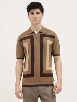 United Colors of Benetton - Men Brown Pure Cotton Regular Fit Polo T-Shirt