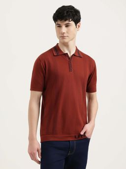 United Colors of Benetton - Men Rust Pure Cotton Regular Fit Polo T-Shirt