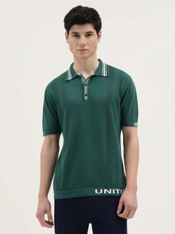 United Colors of Benetton - Men Green Pure Cotton Regular Fit Polo T-Shirt