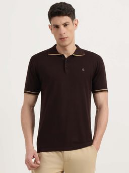 United Colors of Benetton - Men Brown Pure Cotton Regular Fit Polo T-Shirt