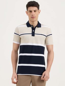 United Colors of Benetton - Men Multi-Color Pure Cotton Regular Fit Polo T-Shirt