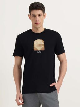 United Colors of Benetton - Men Black Pure Cotton Relaxed Fit T-Shirt