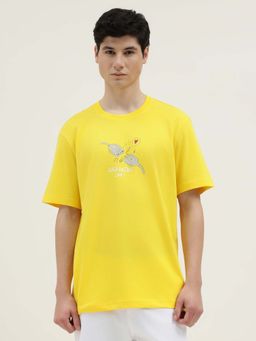 United Colors of Benetton - Men Yellow Pure Cotton Relaxed Fit T-Shirt