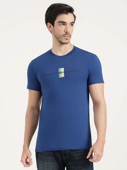 United Colors of Benetton - Men Blue Pure Cotton Regular Fit T-Shirt