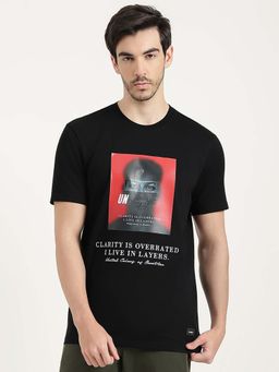 United Colors of Benetton - Men Black Pure Cotton Relaxed Fit T-Shirt