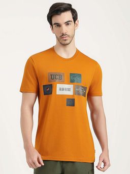 United Colors of Benetton - Men Orange Pure Cotton Relaxed Fit T-Shirt