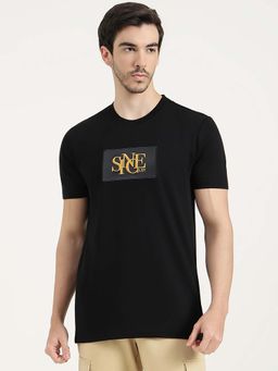 United Colors of Benetton - Men Black Pure Cotton Relaxed Fit T-Shirt