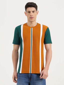 United Colors of Benetton - Men Rust Pure Cotton Relaxed Fit T-Shirt