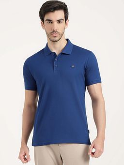 United Colors of Benetton - Men Blue Pure Cotton Regular Fit Polo T-Shirt