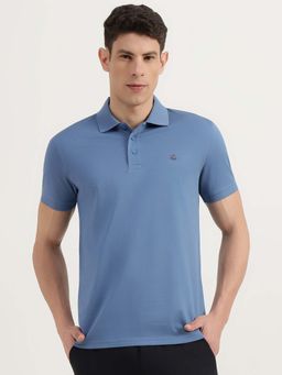 United Colors of Benetton - Men Blue Pure Cotton Regular Fit Polo T-Shirt