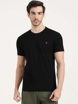 United Colors of Benetton - Men Black Pure Cotton Regular Fit T-Shirt