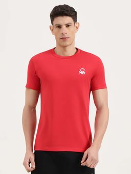 United Colors of Benetton - Men Red Cotton Blend Regular Fit T-Shirt