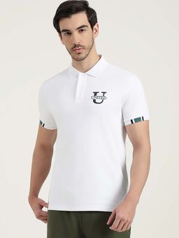 United Colors of Benetton - Men White Cotton Blend Regular Fit Polo T-Shirt
